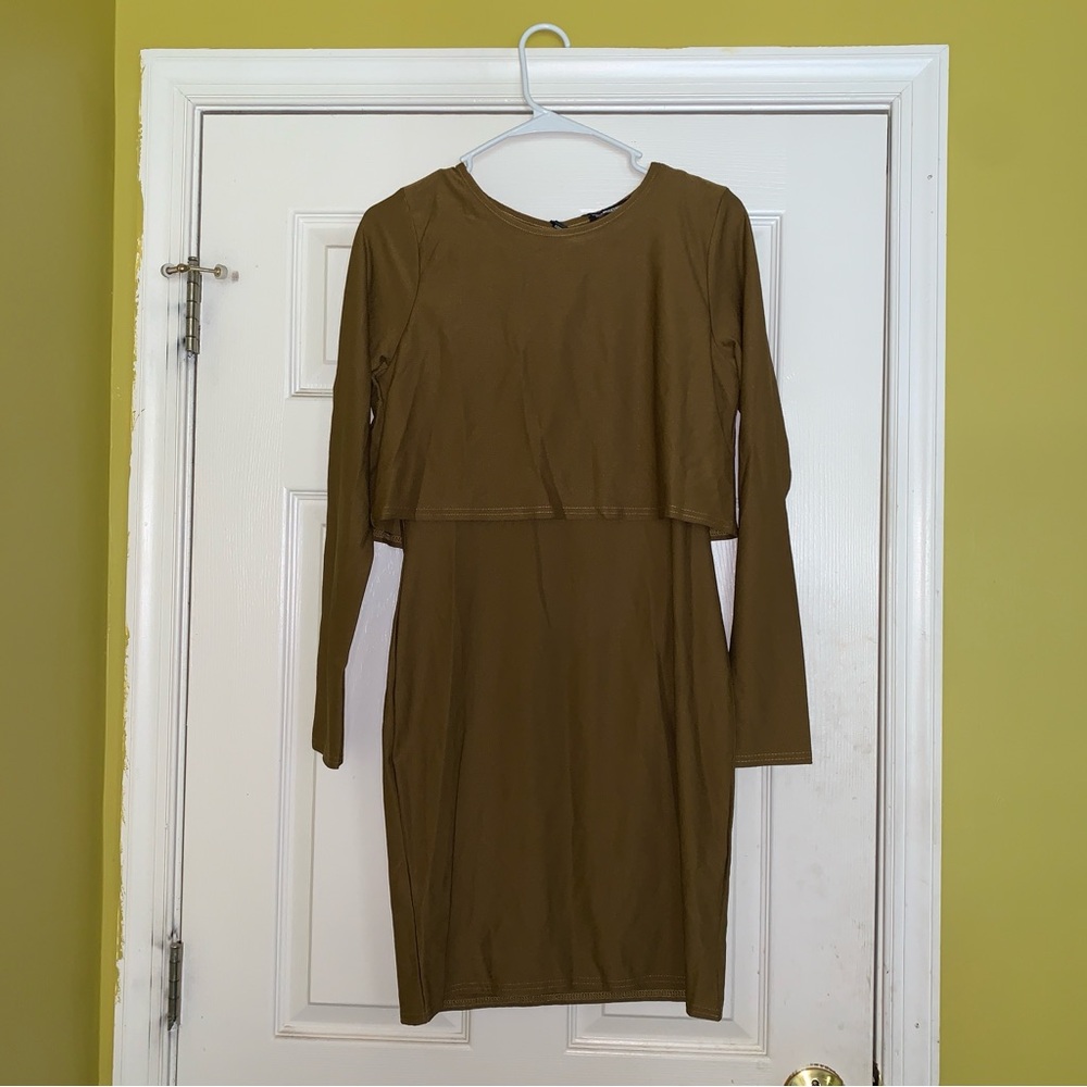 Missguided+ Olive Long Sleeve Dress